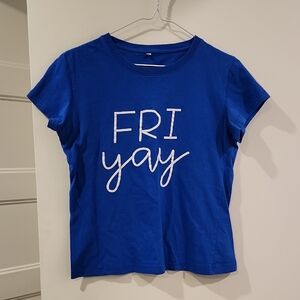 P2P 18.5" Blue Graphic Tee - 'FRIYAY'
